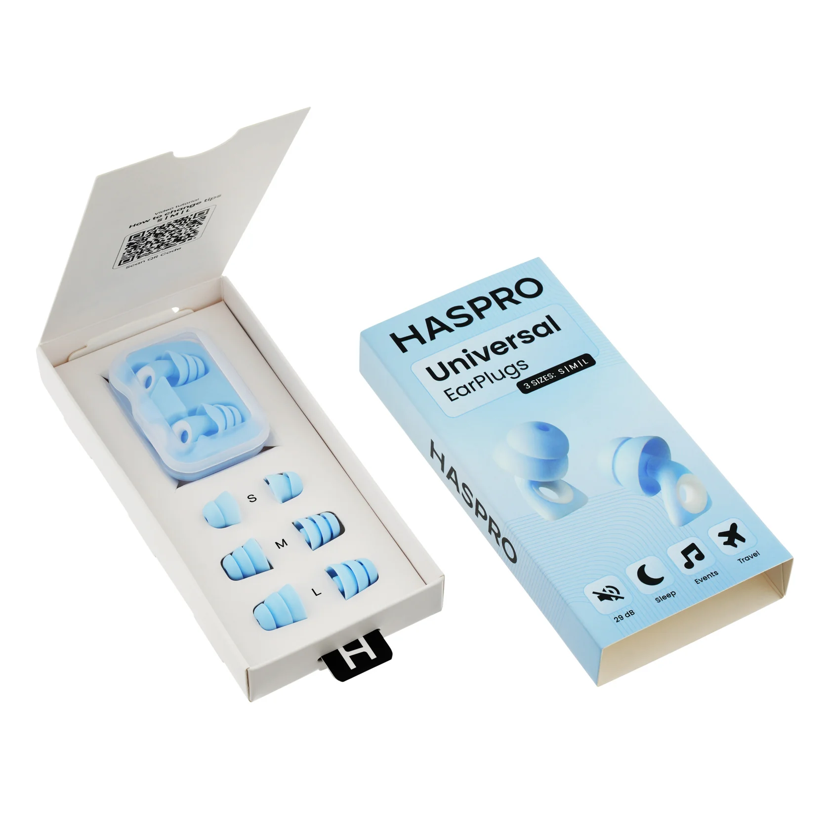 HASPRO Universal silikonowe zatyczki do uszu niebieskie, 2 sztuki