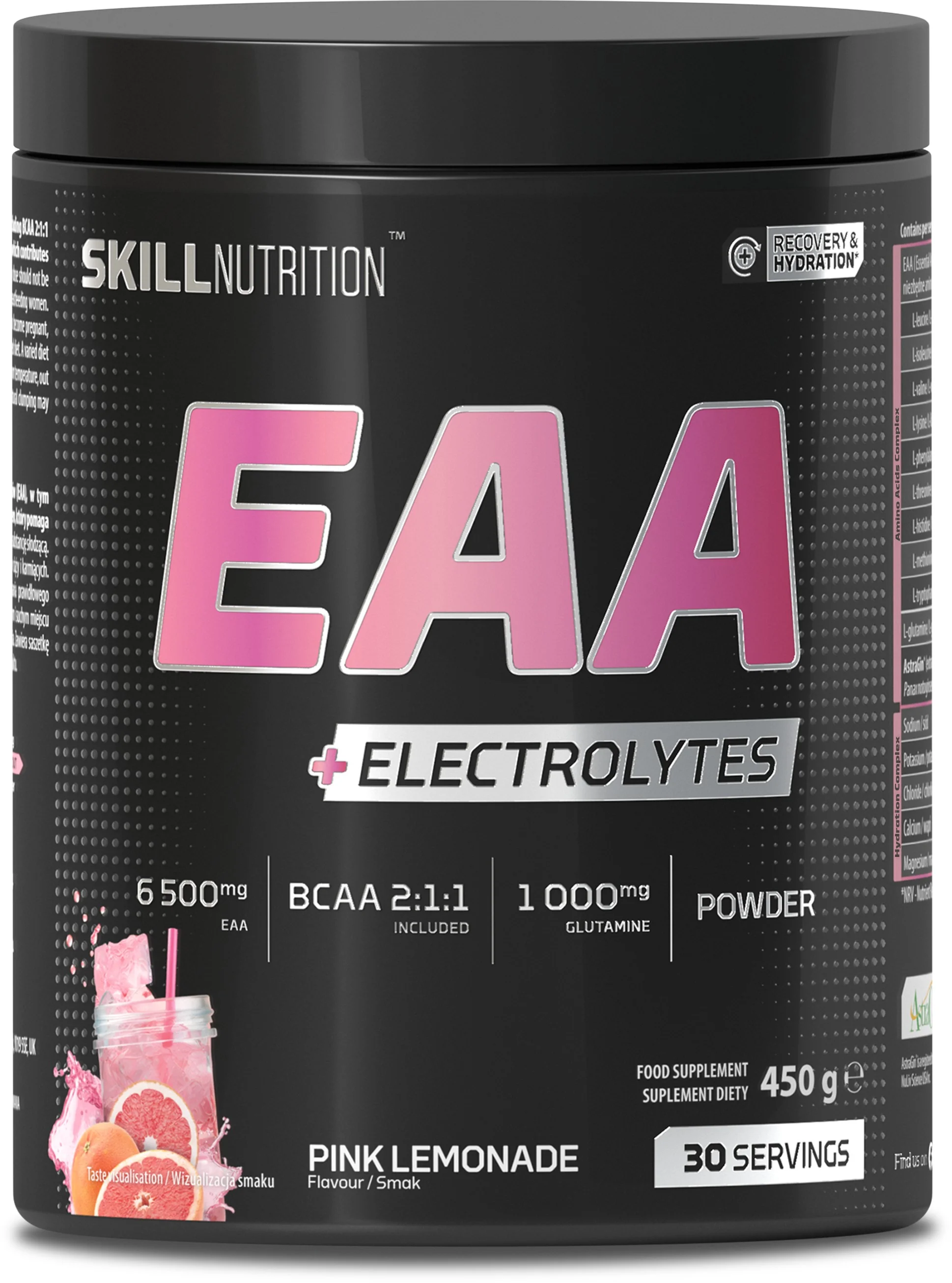 Skill Nutrition EAA + Electrolytes o smaku różowej lemoniady, proszek, 450 g