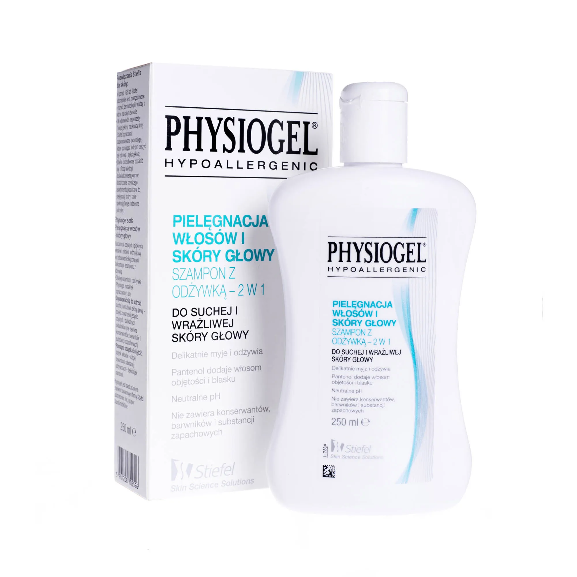 Physiogel Hypoallergenic szampon z odżywką 2w1 do suchej i wrażliwej skóry głowy, 250 ml