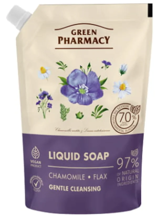 Green Pharmacy mydło w płynie rumianek i len, zapas, 460 ml