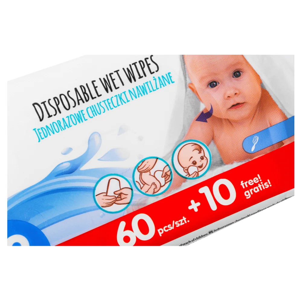 Akuku chusteczki nawilżane wodą, 70 szt.