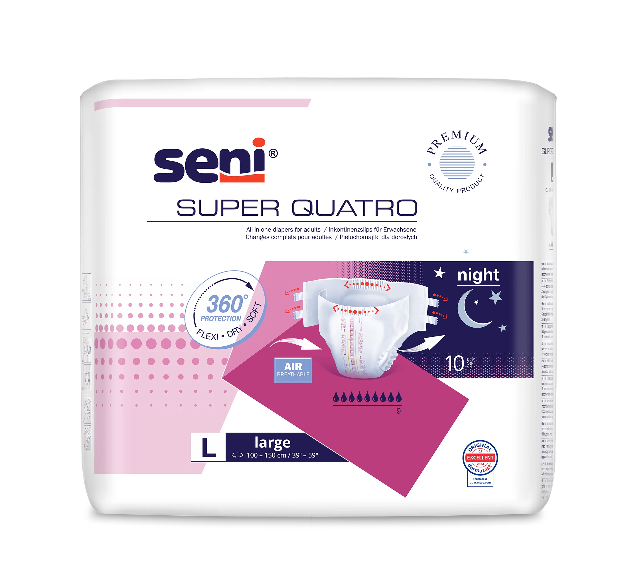 Seni Super Quatro pieluchomajtki L, 10 szt.