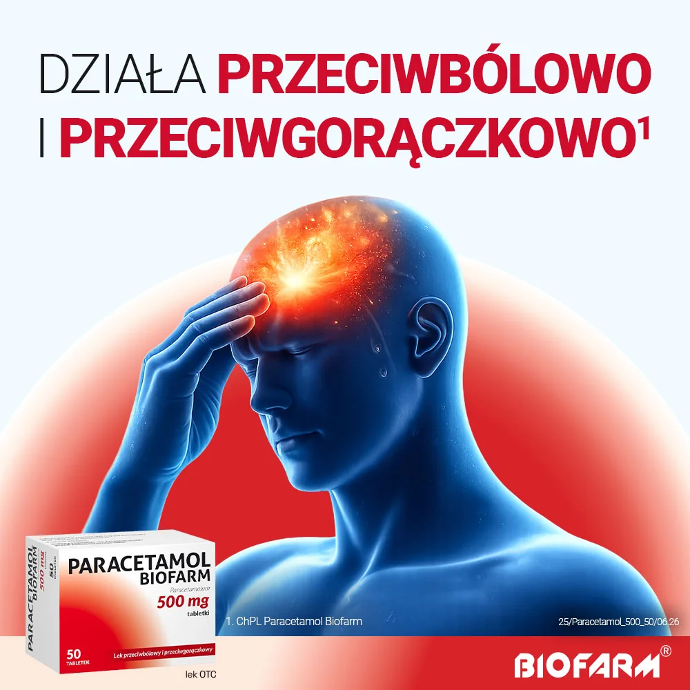 Paracetamol Biofarm 500 mg 50 tabletek