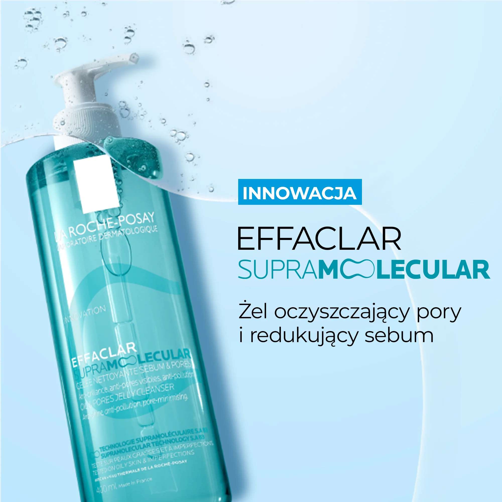 La Roche-Posay Effaclar Supramolecular żel oczyszczający pory i redukujący sebum, 400 ml