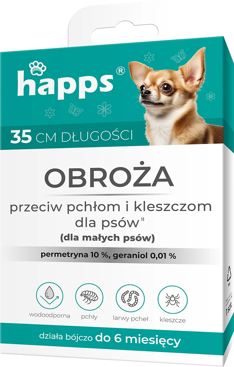 Happs obroża przeciw pchłom i kleszczom dla małych psów, 1 sztuka