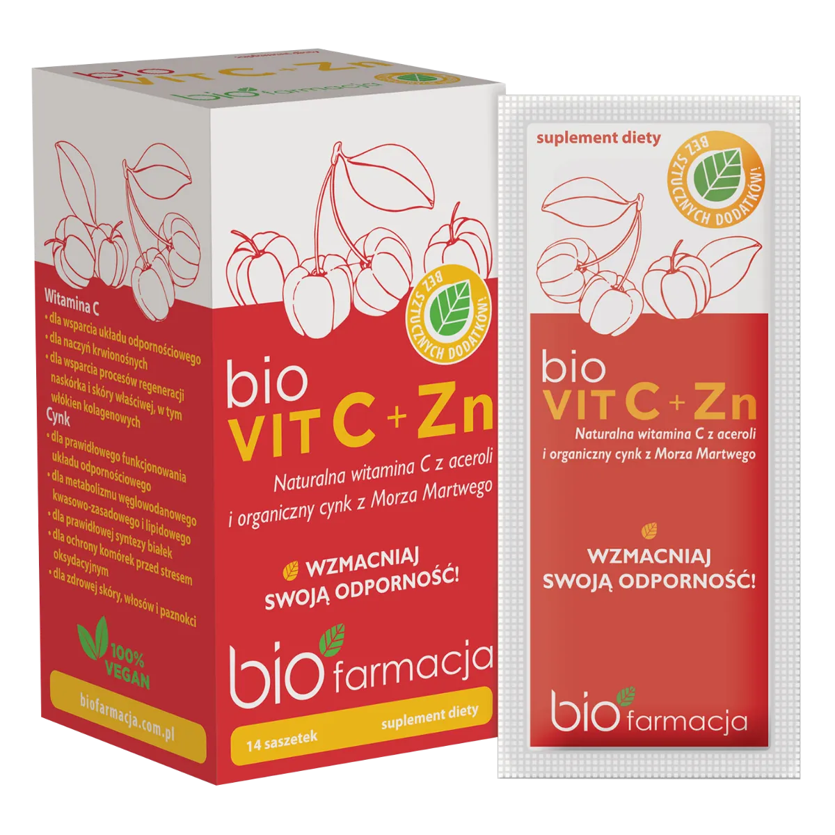 Biofarmacja bioVIT C + Zn naturalna witamina C i cynk, 14 saszetek