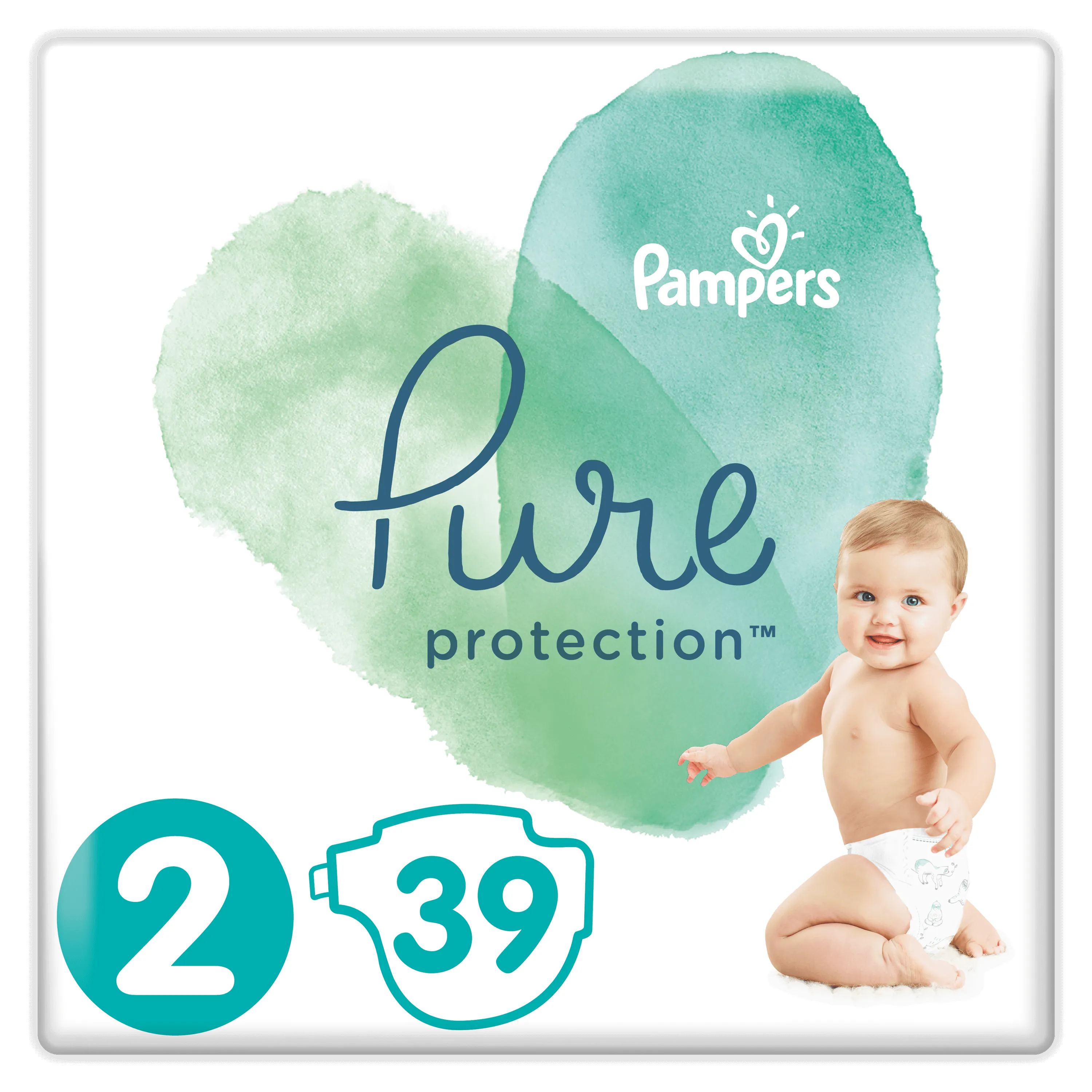 Pampers Pure Protection, pieluchy, rozmiar 2, 4-8 kg, 39 sztuk