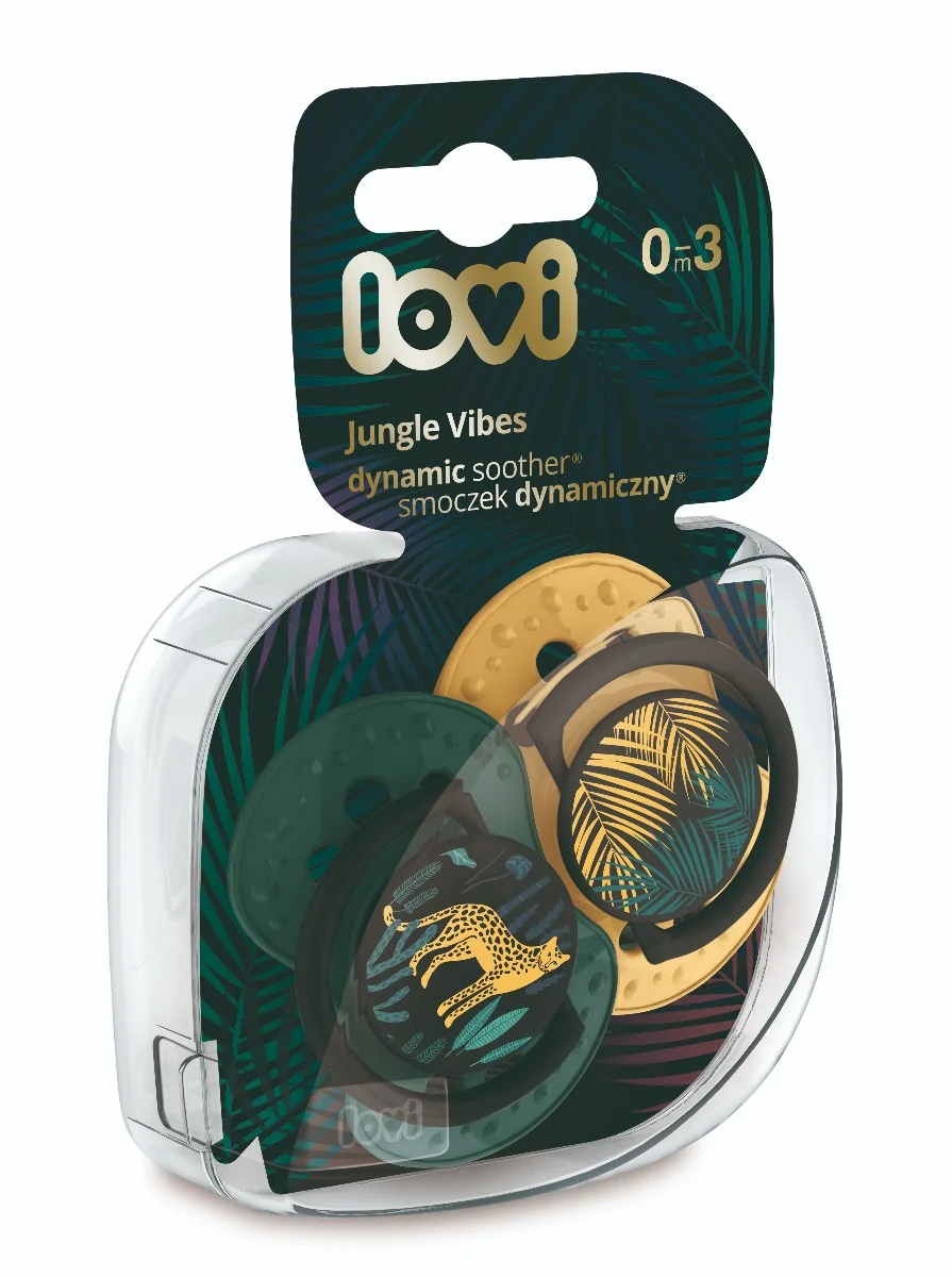LOVI dynamiczny smoczek silikonowy Jungle Vibes Boy 0-3 m, 2 szt.