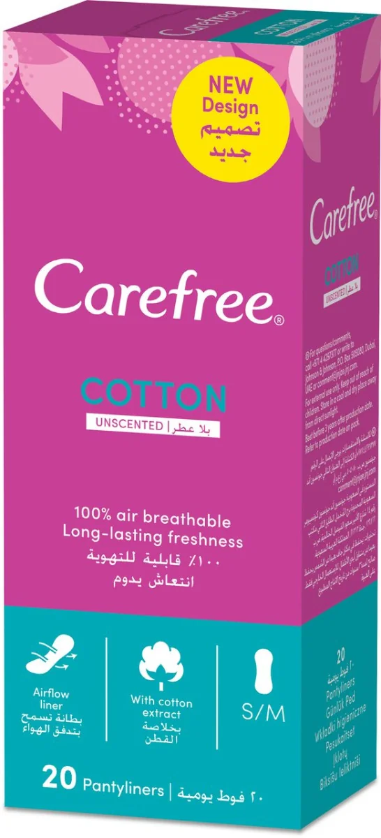 Carefree Cotton Unscented wkładki higieniczne, 20 sztuk