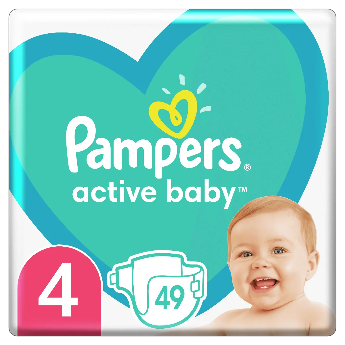 Pampers Active Baby, pieluchy, rozmiar 4, 9-14 kg, 49 sztuk 