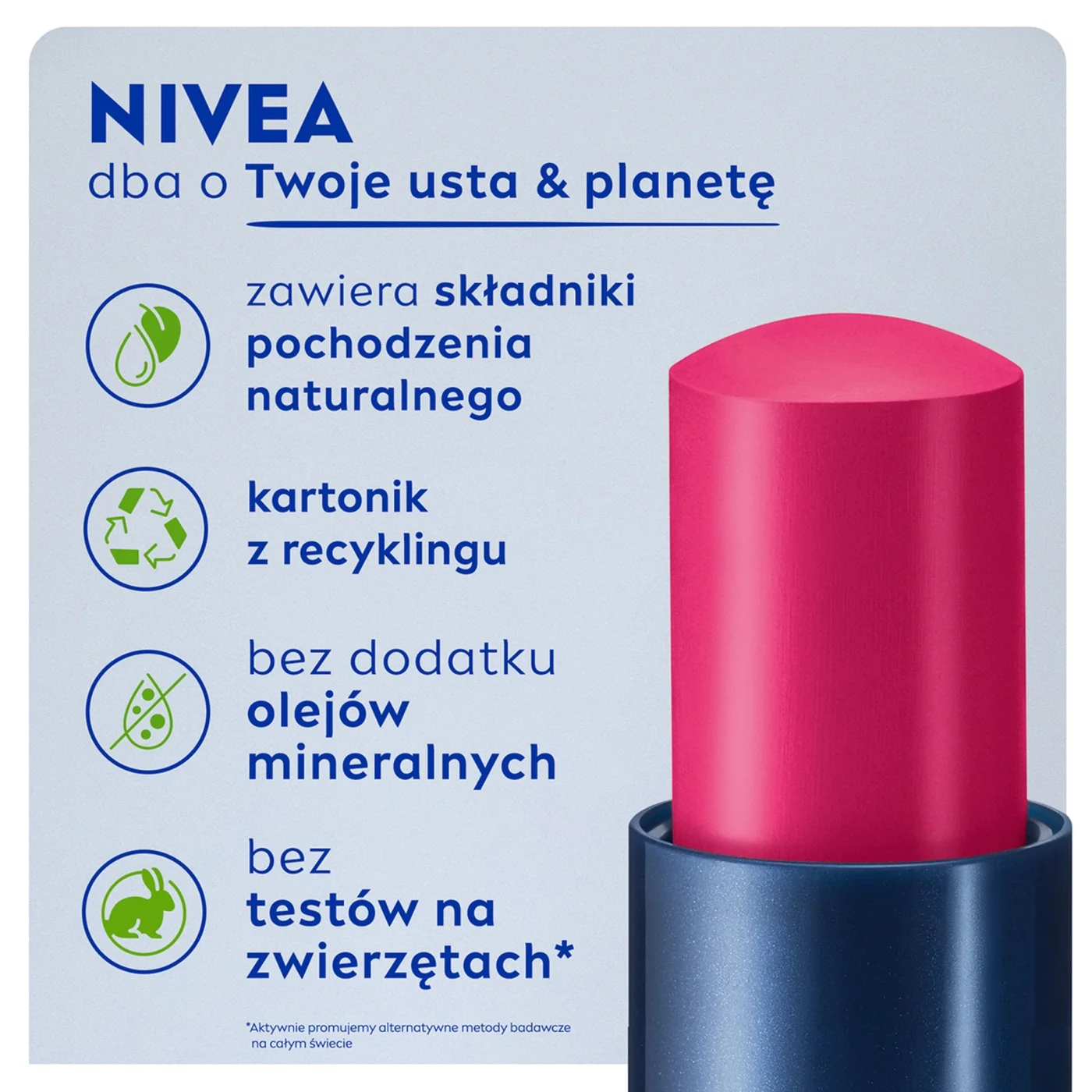 Nivea Caring Beauty 3w1 pomadka pielęgnująca Pink, 4,8 g