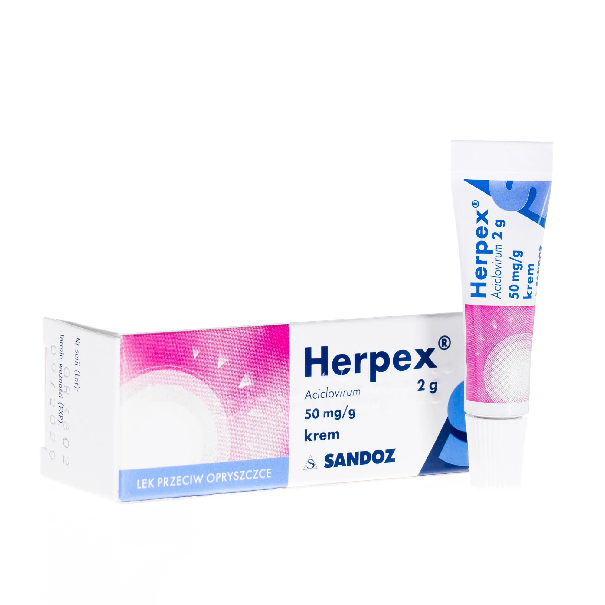 Herpex 50 mg/g - krem przeciw opryszczce, 2 g 