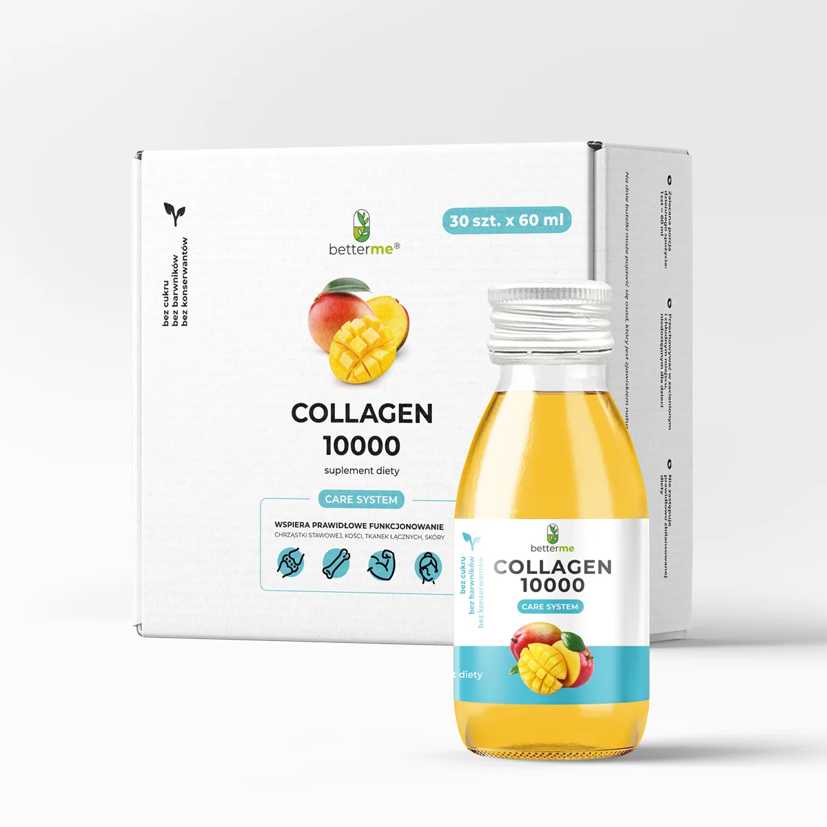 BetterMe Collagen 10000 Care System shot o smaku mango, 30 sztuk x 60 ml