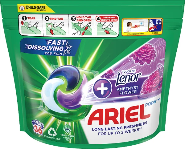 Ariel Touch of Lenor Amethyst Flower kapsułki do prania, 36 sztuk