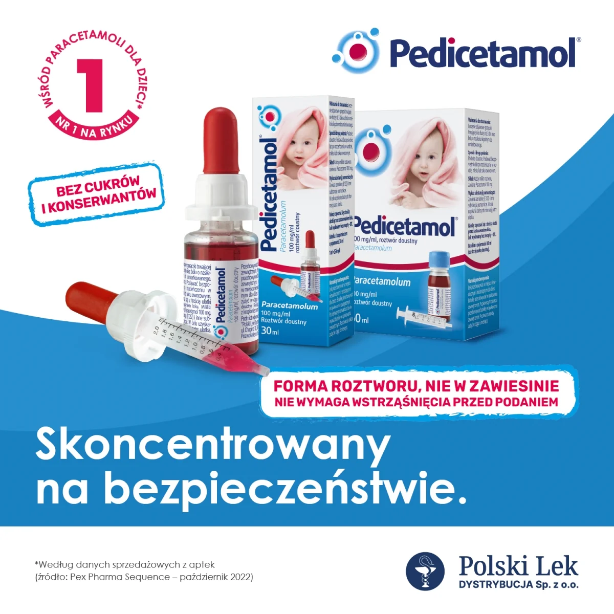Pedicetamol lek przeciwgorączkowy i przeciwbólowy dla dzieci w postaci kropli doustnych, 30 ml