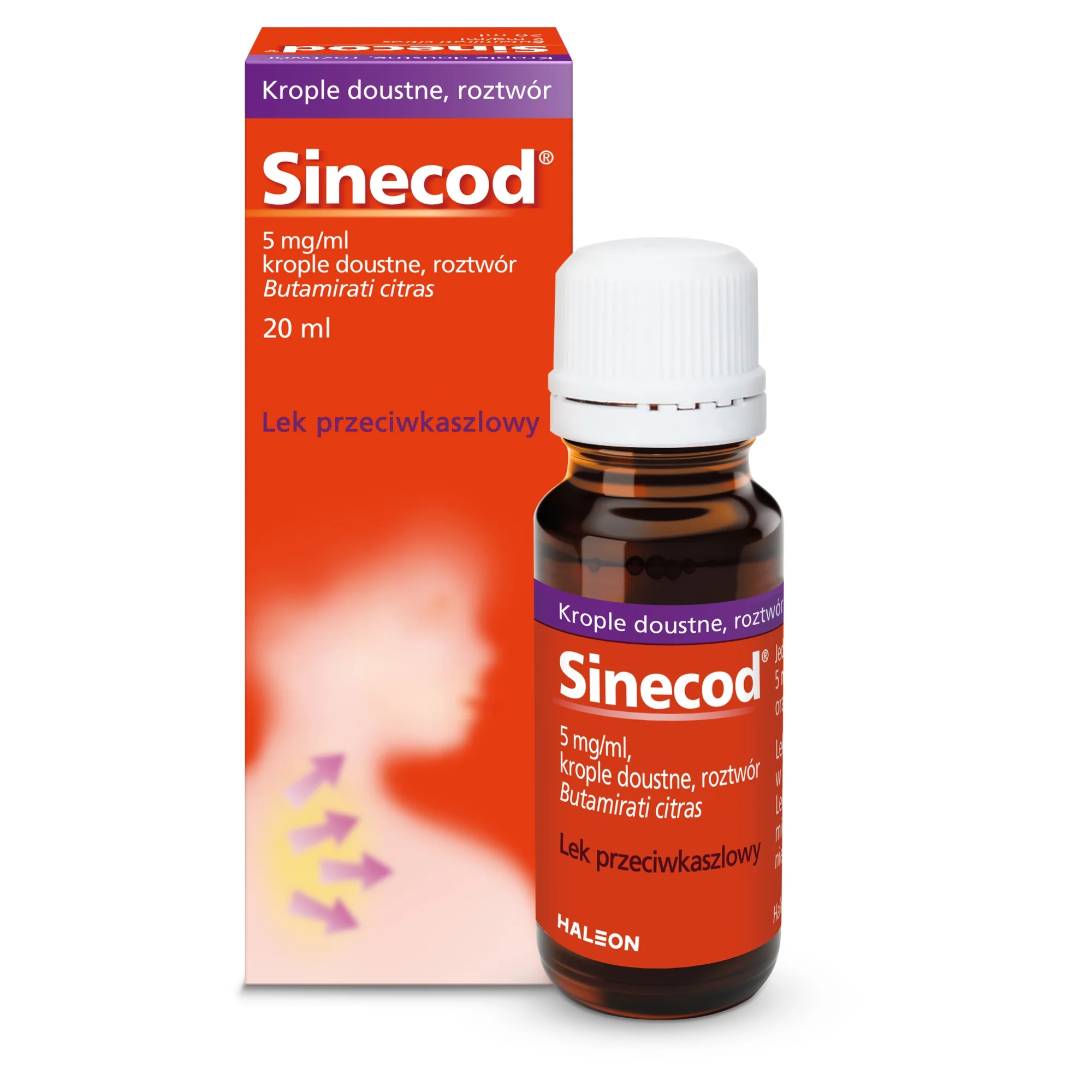 Sinecod 5 mg/ml, krople doustne, roztwór, 20 ml