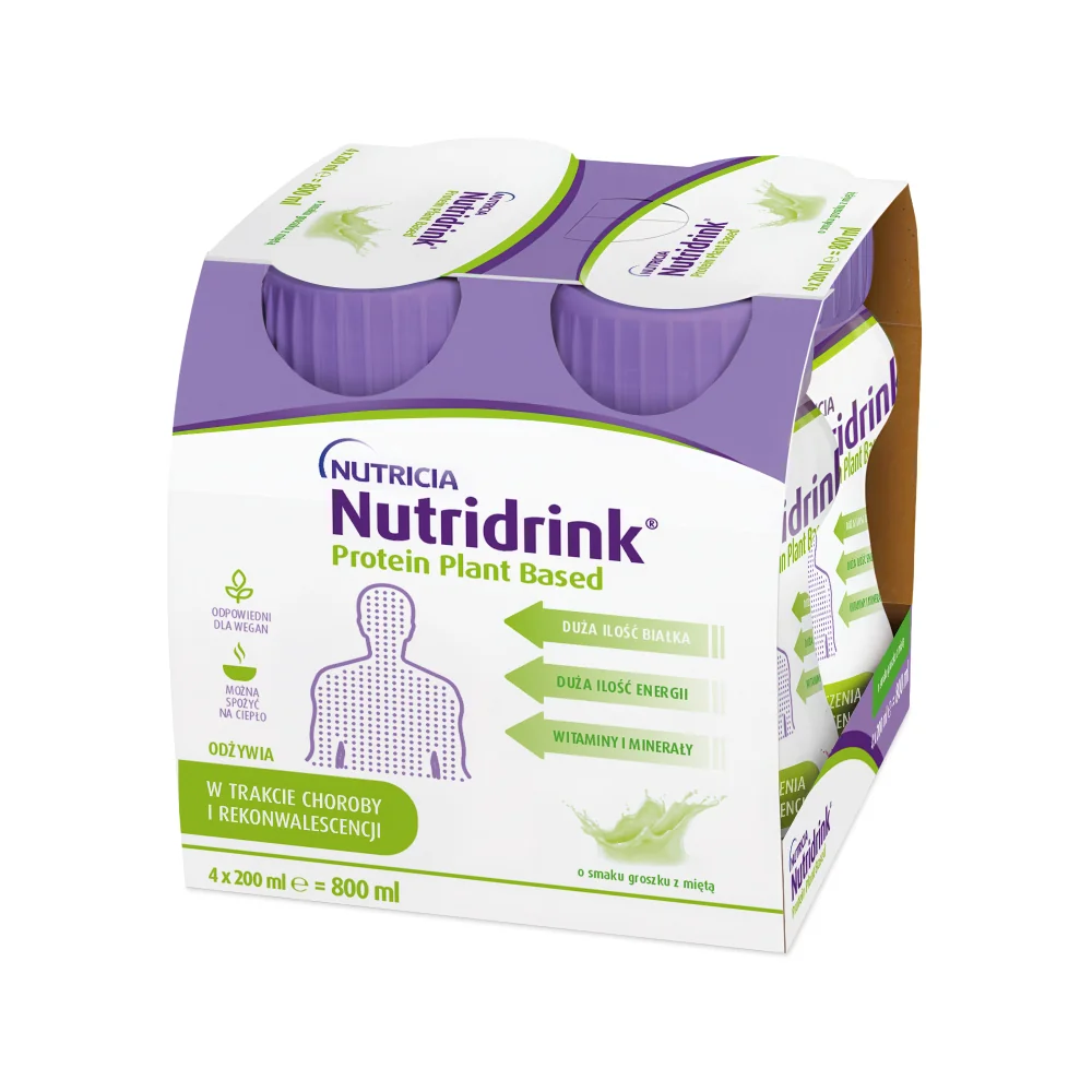 Nutridrink Protein Plant Based o smaku groszku z miętą, 4 x 200 ml