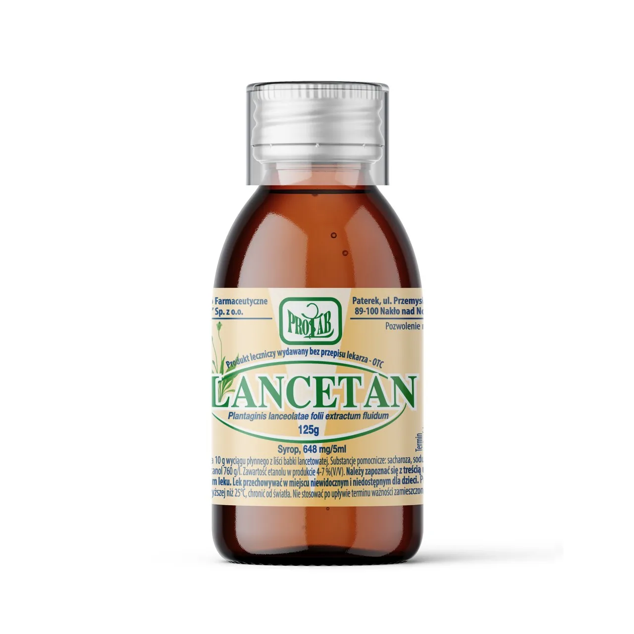 Lancetan, 648 mg/5 ml, syrop, 125 g