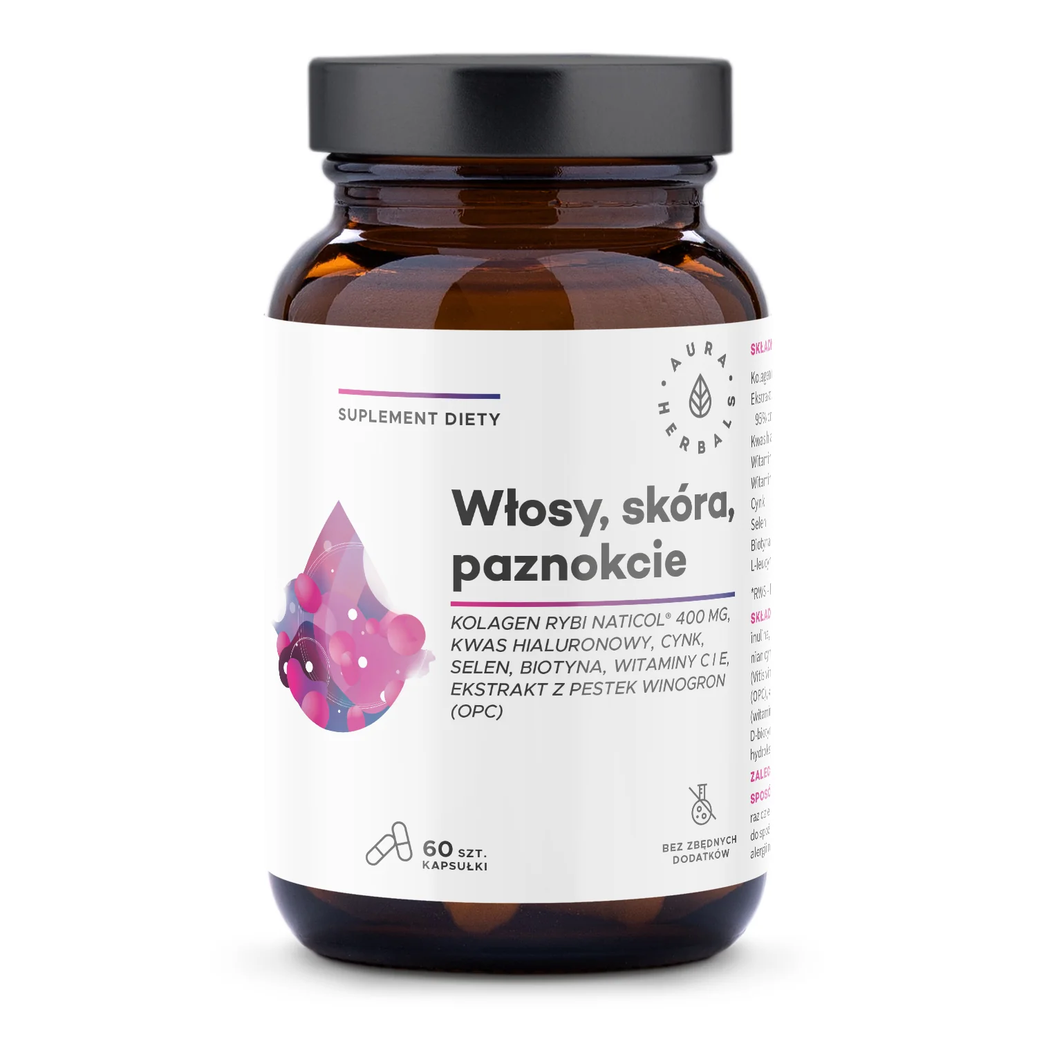Aura Herbals Kolagen Rybi NatiCol Włosy, Skóra, Paznokcie 60 kapsułek