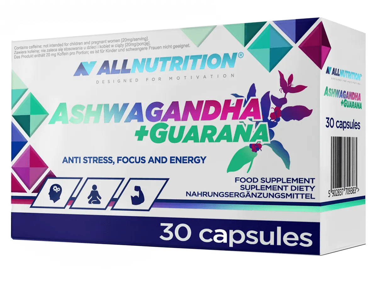 Allnutrition Ashwagandha+Guarana, suplement diety, 30 kapsułek