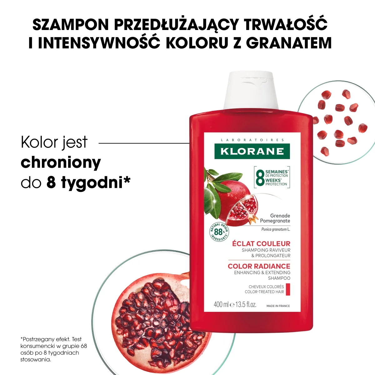 Klorane szampon przedłużający trwałość i intensywność koloru, 400 ml