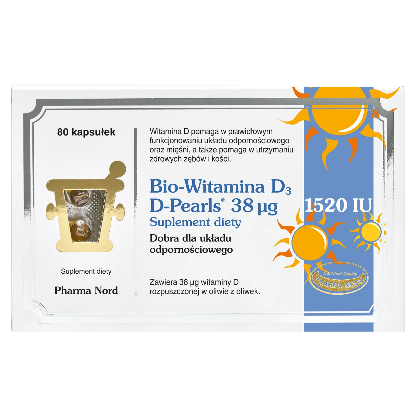 Pharma Nord Bio–Witamina D3 D-Pearls® 38 µg 80 kapsułek