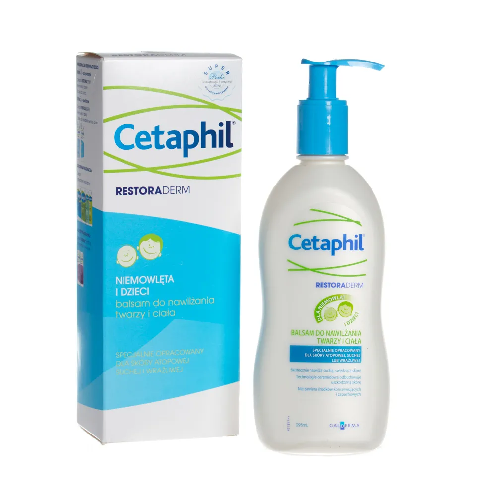 Cetaphil Restoraderm, balsam do nawilżania twarzy i ciała, dla niemowląt i dzieci, 295 ml