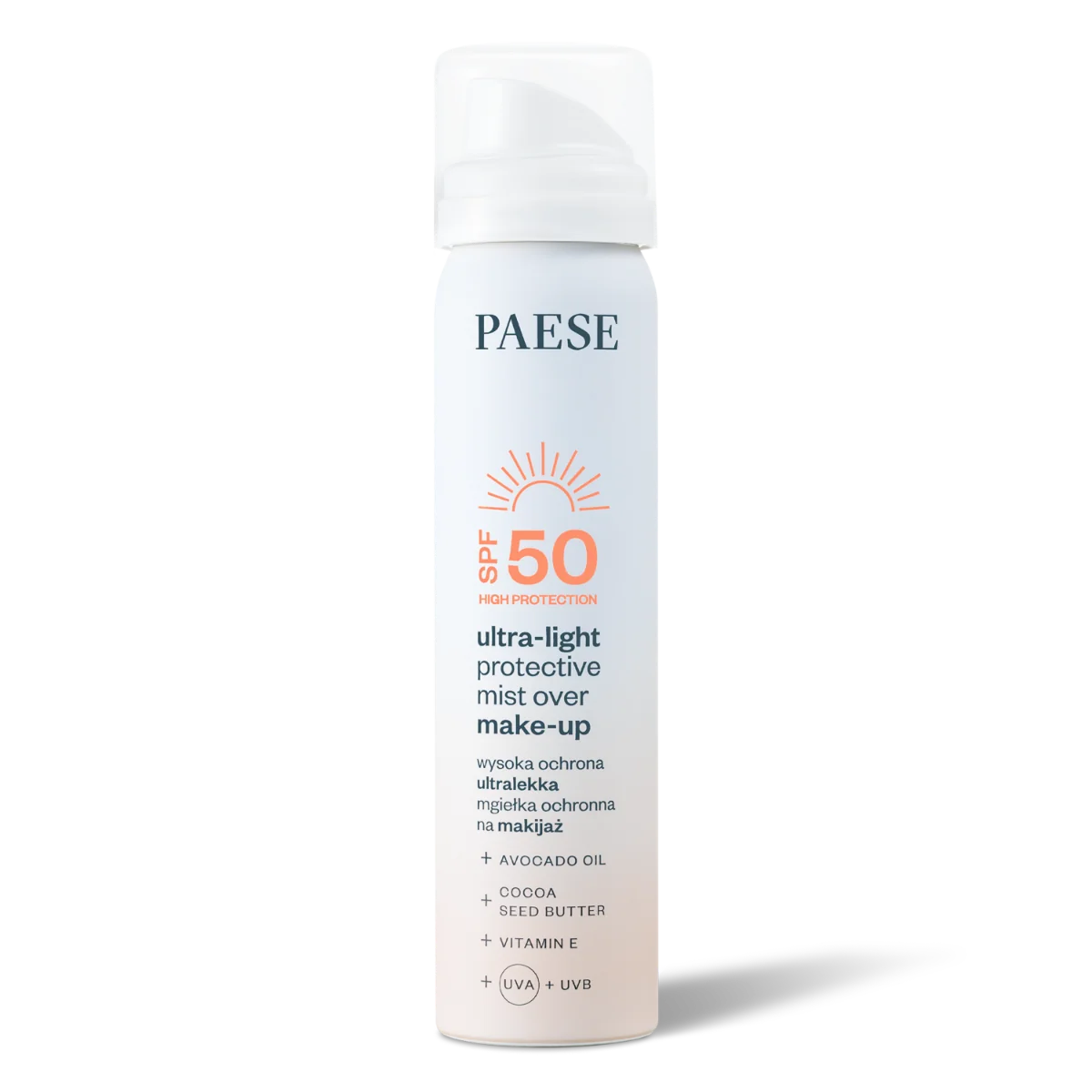 Paese ultralekka mgiełka na makijaż z SPF50, 75 ml