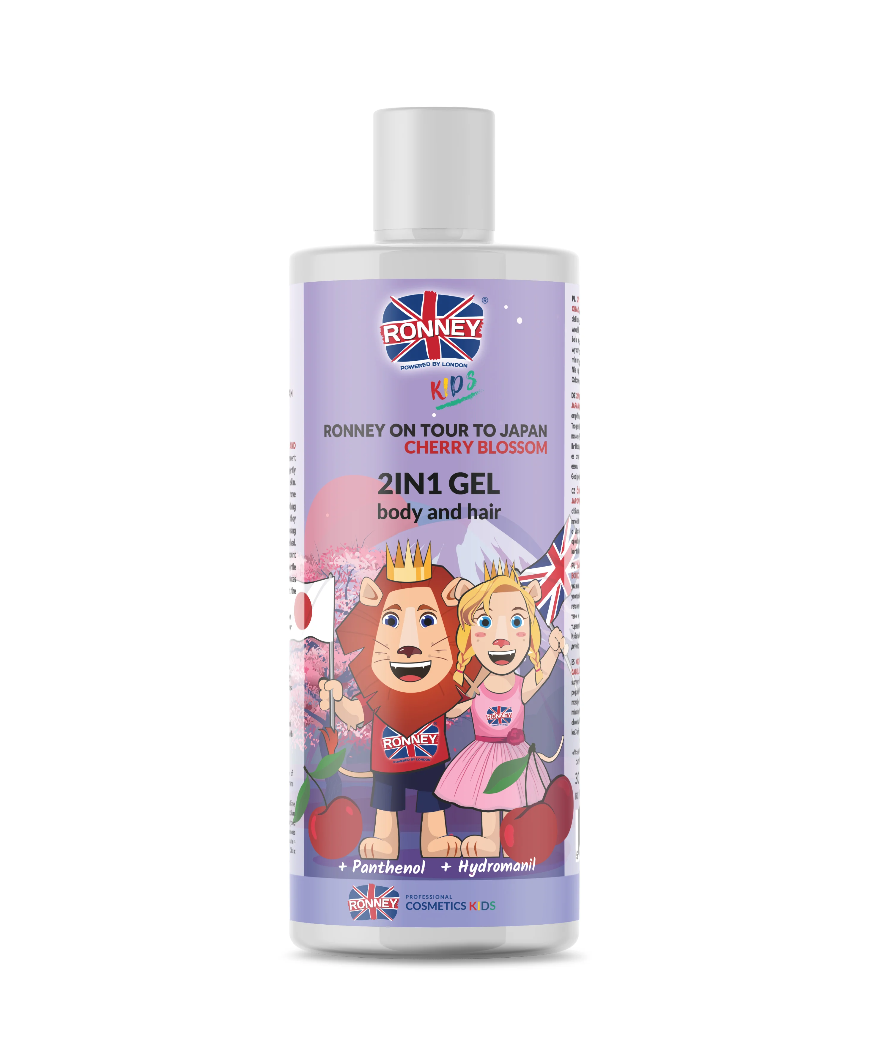 RONNEY Kids On Tour To Japan żel do mycia włosów i ciała 2 w 1 Japońska Wiśnia, 300 ml