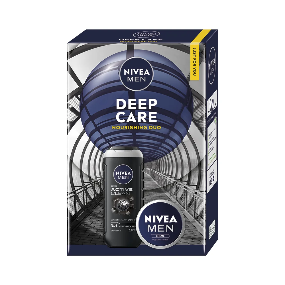 Nivea Men Deep Care Zestaw żel pod prysznic, 250 ml + krem, 75 ml
