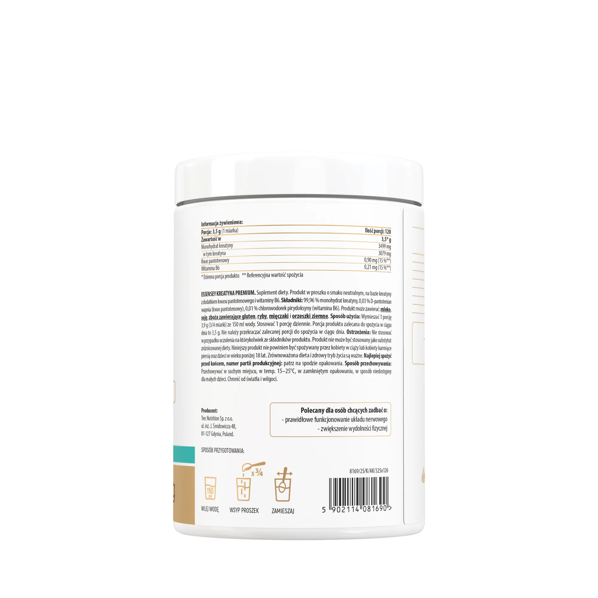 Essensey Kreatyna Premium o smaku neutralnym, proszek, 420 g