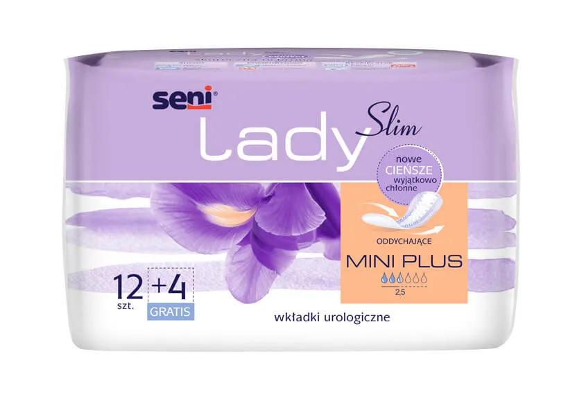 Seni Lady Slim Mini Plus. wkładki urologiczne, 12 sztuk + 4 gratis