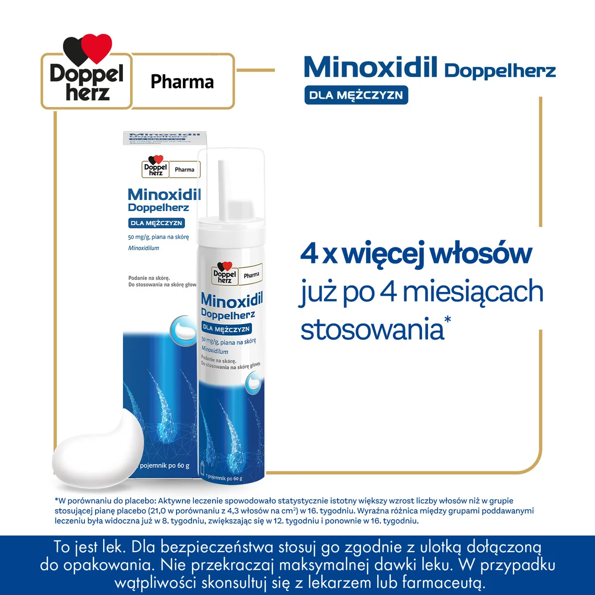 Minoxidil Doppelherz Dla mężczyzn 50 mg/g piana na skórę, 60 g