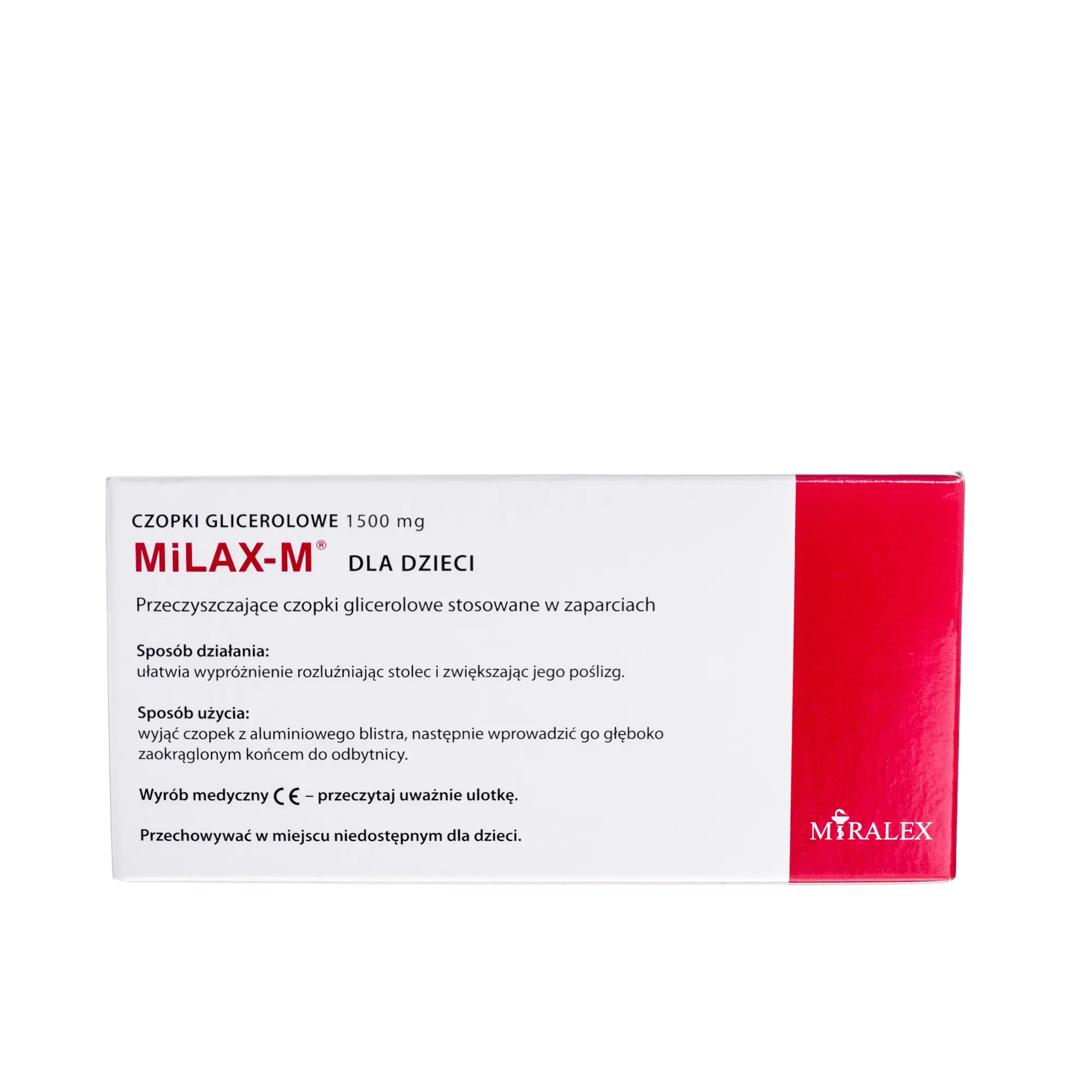 MiLAX-M, czopki glicerolowe dla dzieci, 1,5 g, 10 czopków 