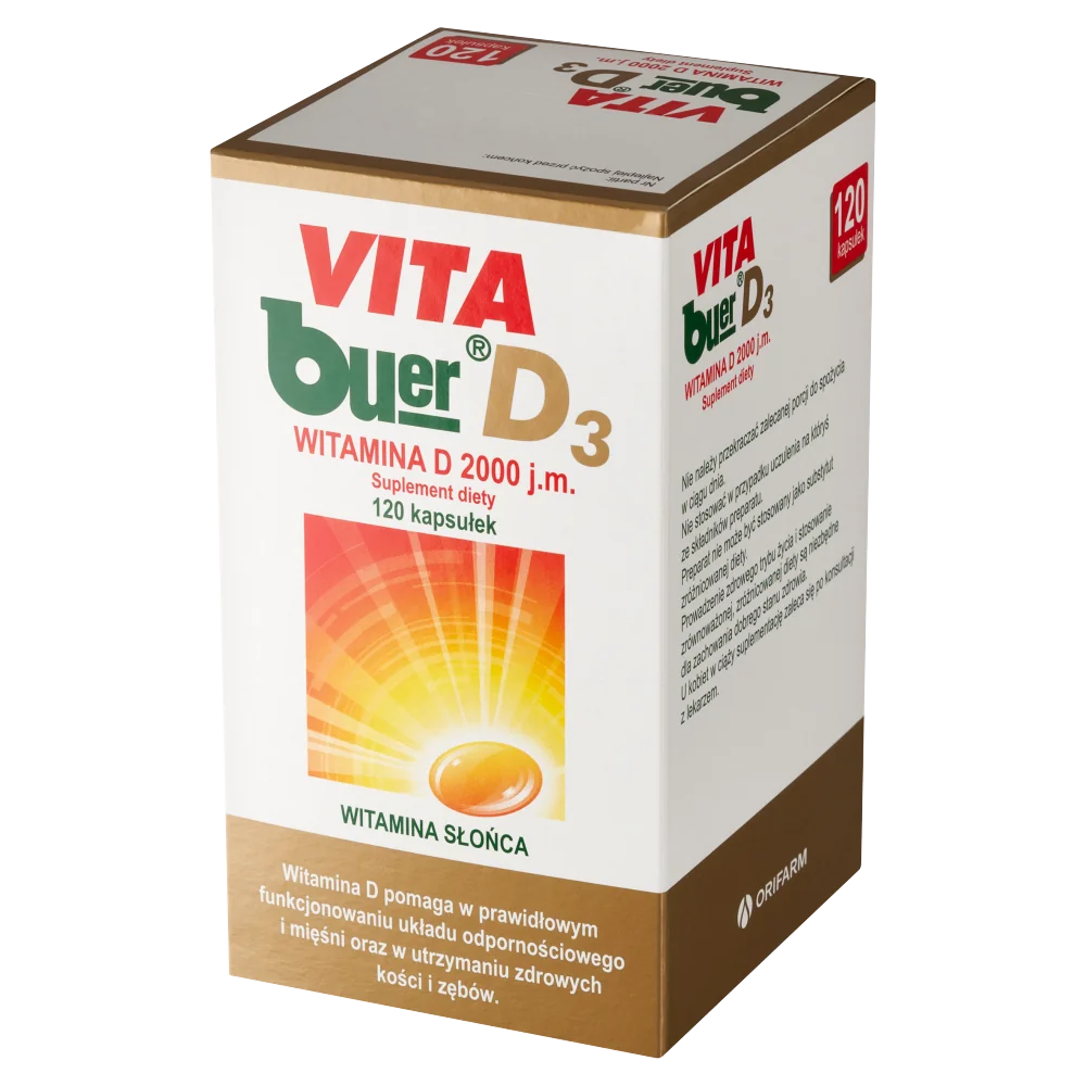 Vita Buer D3 witamina D 2000 j.m. suplement diety, 120 kapsułek