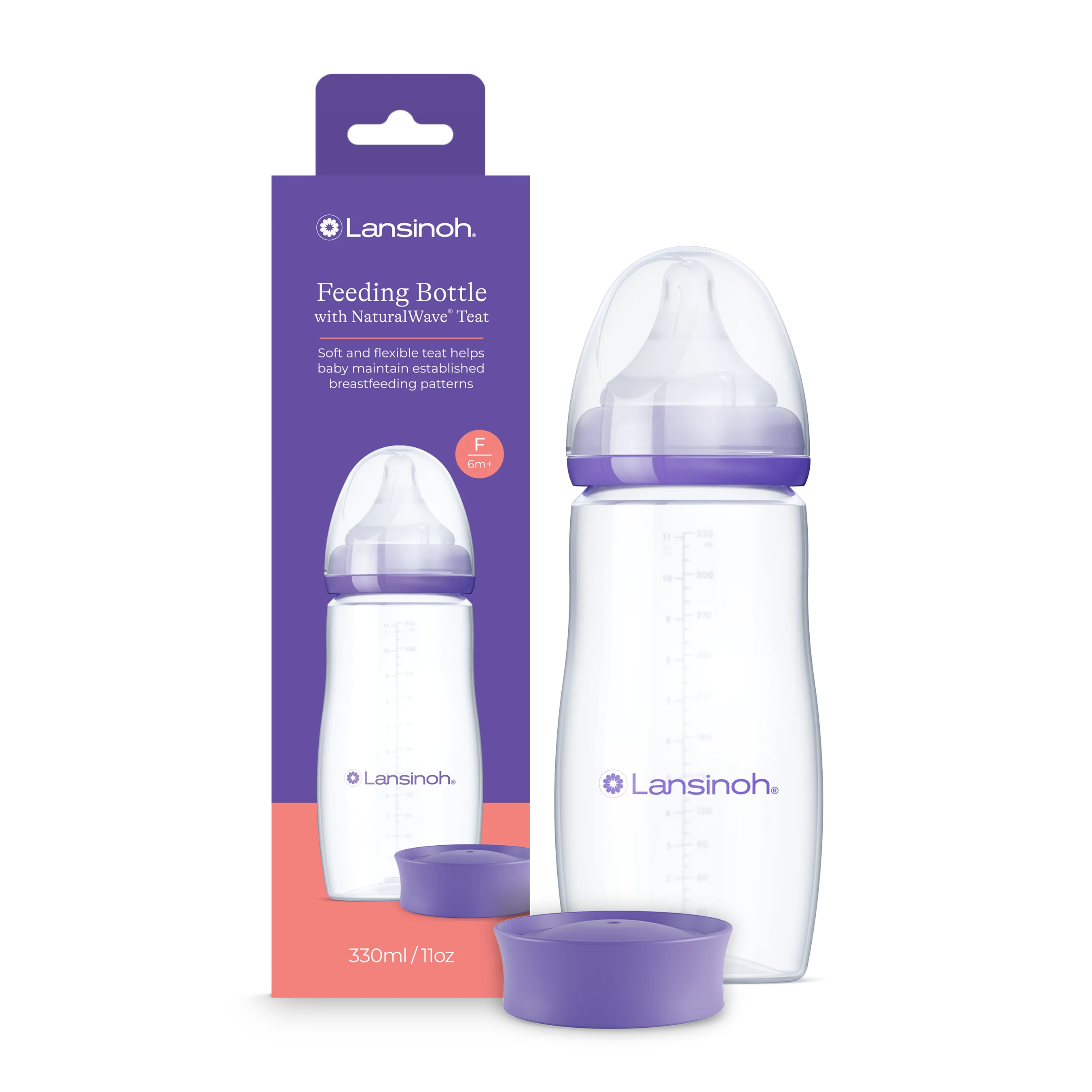 Lansinoh butelka do karmienia 330 ml +smoczek NaturalWave Fast, 1 sztuka