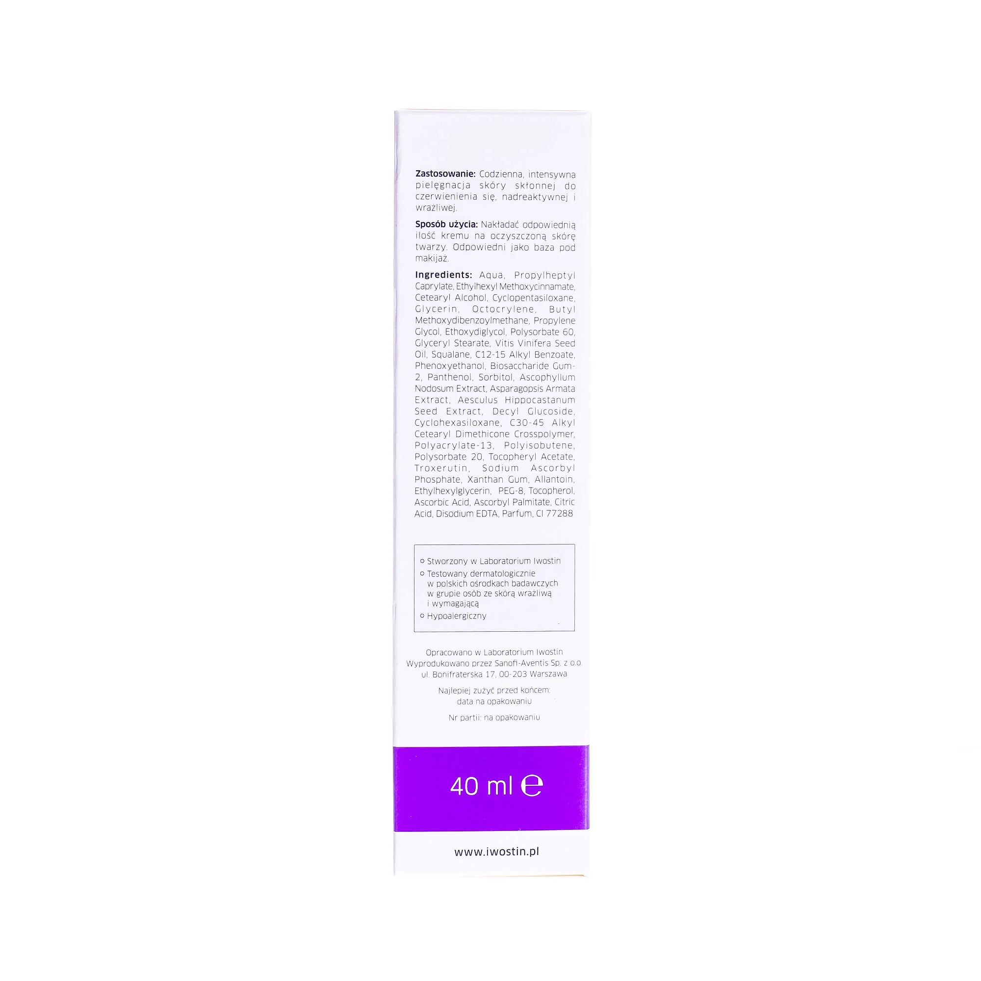 Iwostin Capillin krem intensywnie redukujący zaczerwienienia SPF 20, hipoalergiczny, 40 ml