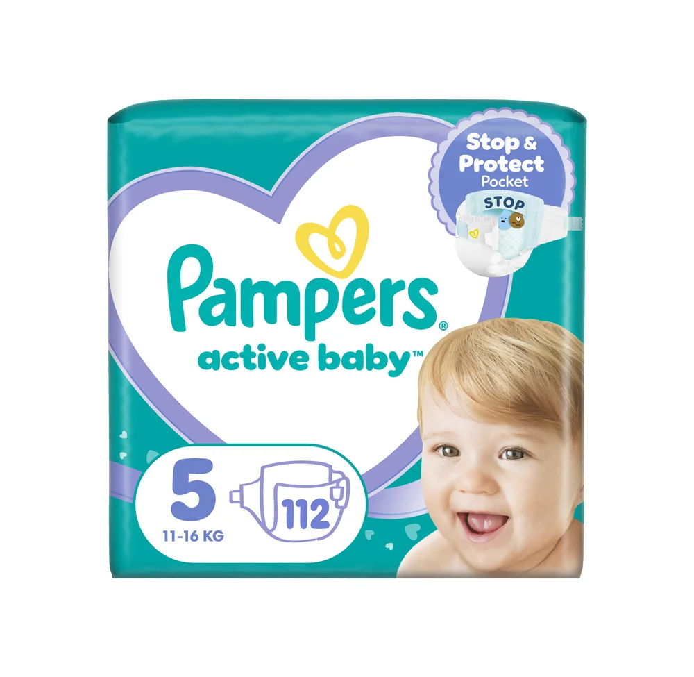 Pampers Active Baby 5 pieluchy, rozmiar 5, 11-16 kg, 112 sztuk