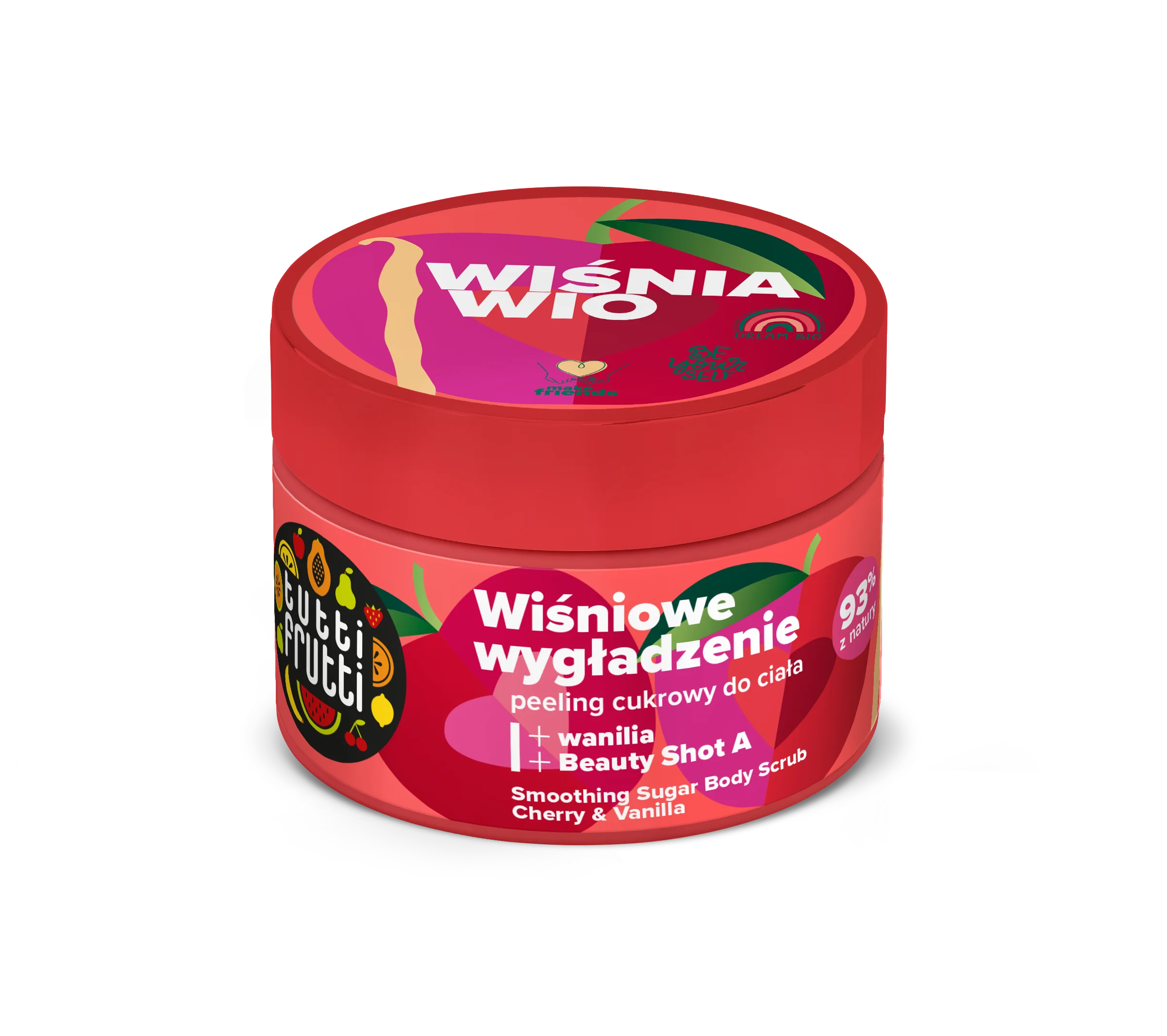 Farmona Tutti Frutti Wygładzający peeling cukrowy do ciała Wiśnia i Wanilia + Beauty Shot A, 300 g