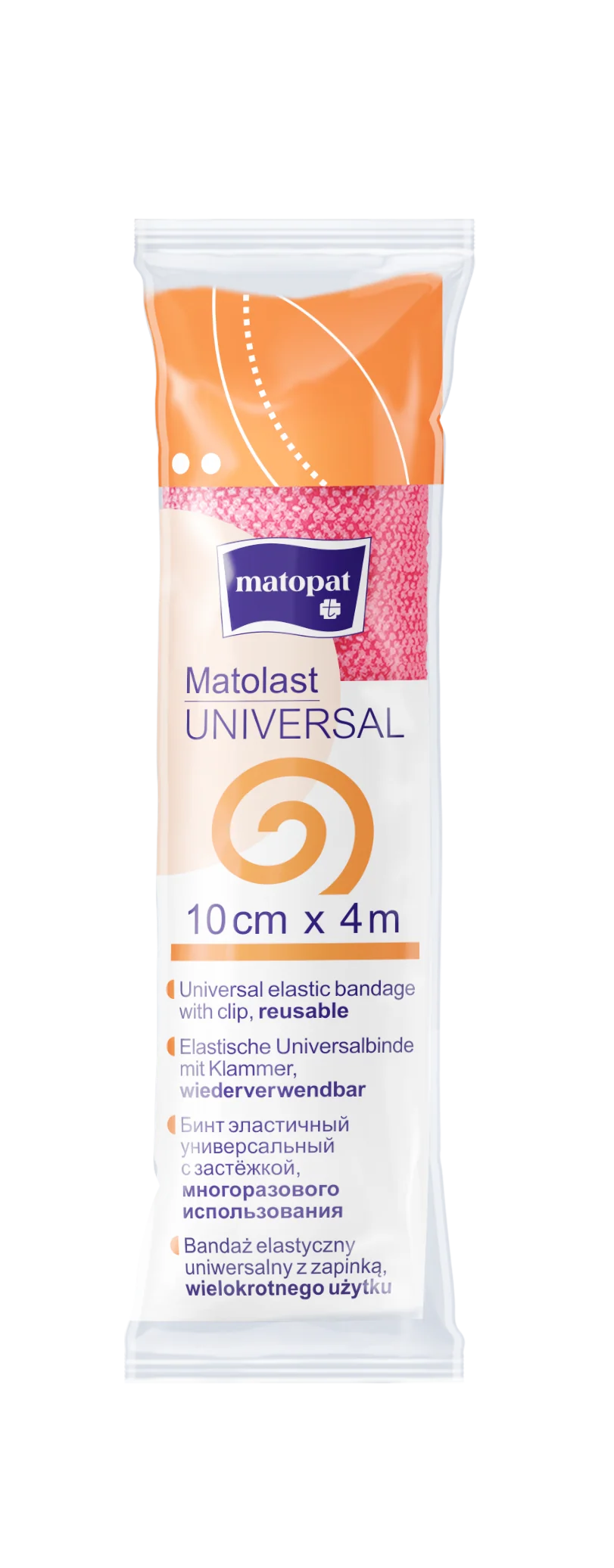 Matopat Matolast Bandaż elastyczny podtrzymujący, 10cmx4m, czerwony, 1 sztuka