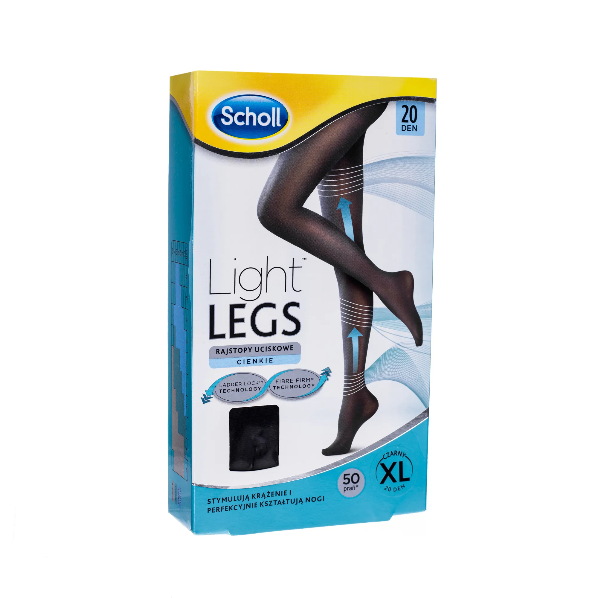 Scholl  Light Legs, rajstopy uciskowe XL, cienkie, czarne, 20 DEN 