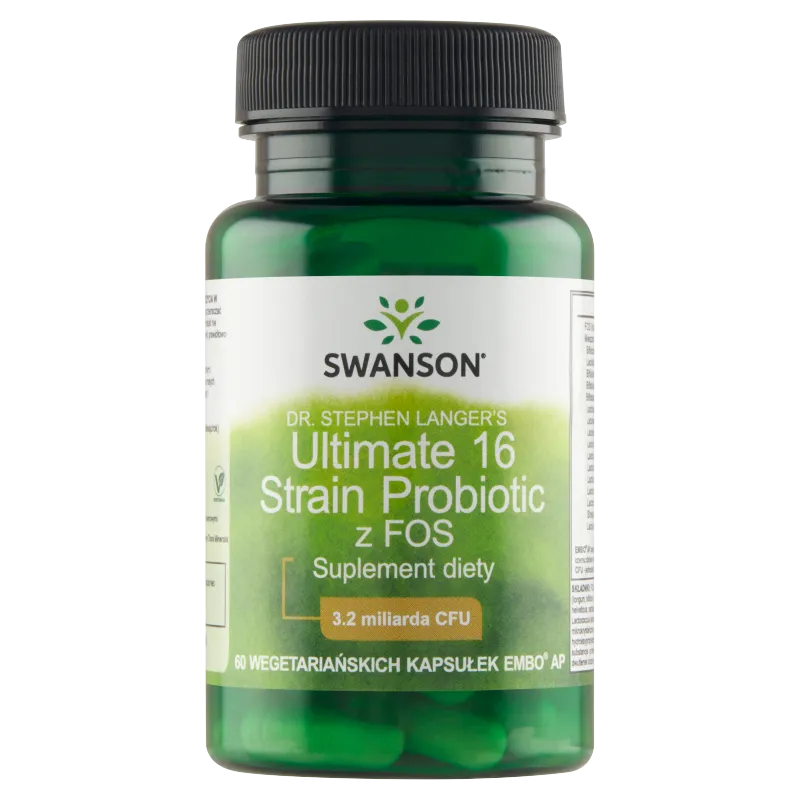 Swanson Ultimate 16 Strain Probiotic With FOS, suplement diety, 60 kapsułek