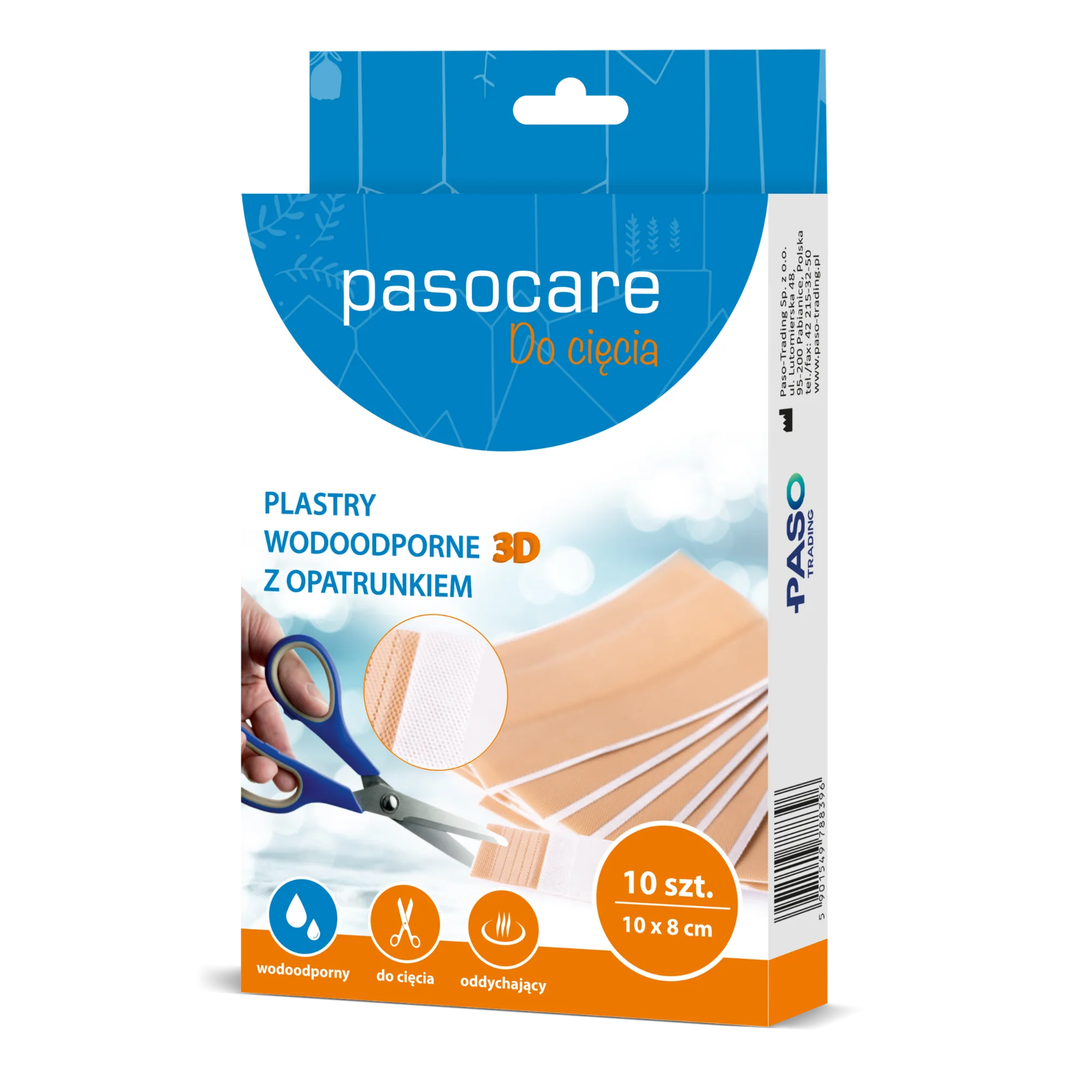 Pasocare Do cięcia Wodoodporny plus 3D plastry wodoodporne z opatrunkiem 10 cm x 8 cm, 10 sztuk