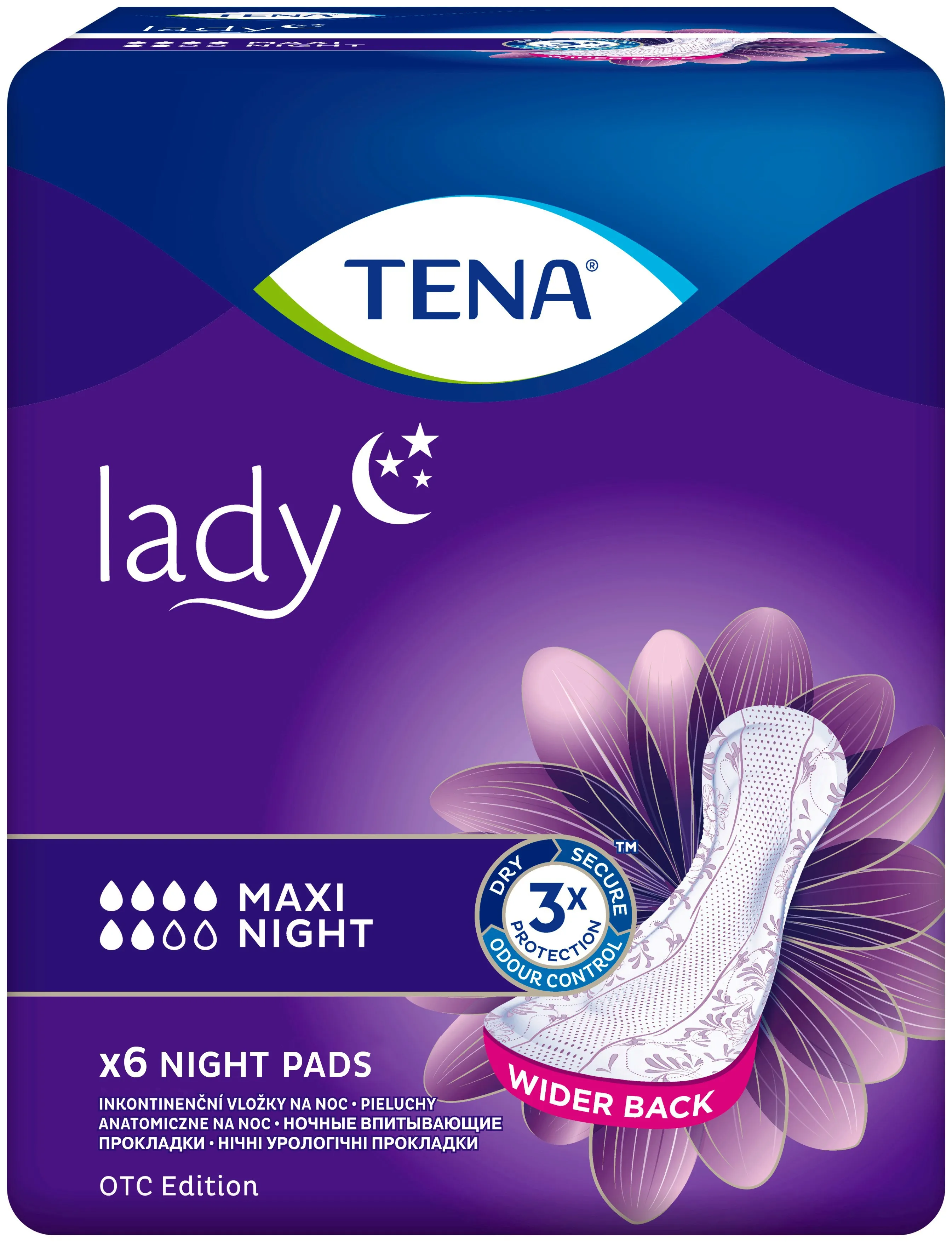 Tena Lady Maxi Night, podpaski specjalistyczne, OTC, 6 sztuk