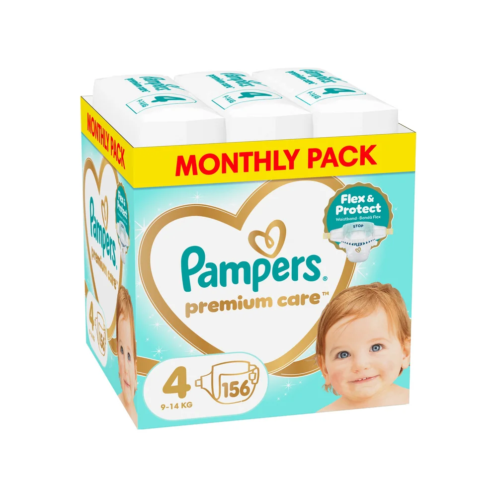 Pampers Premium Care 4 pieluchy, rozmiar 4, 9-14 kg, 156 sztuk