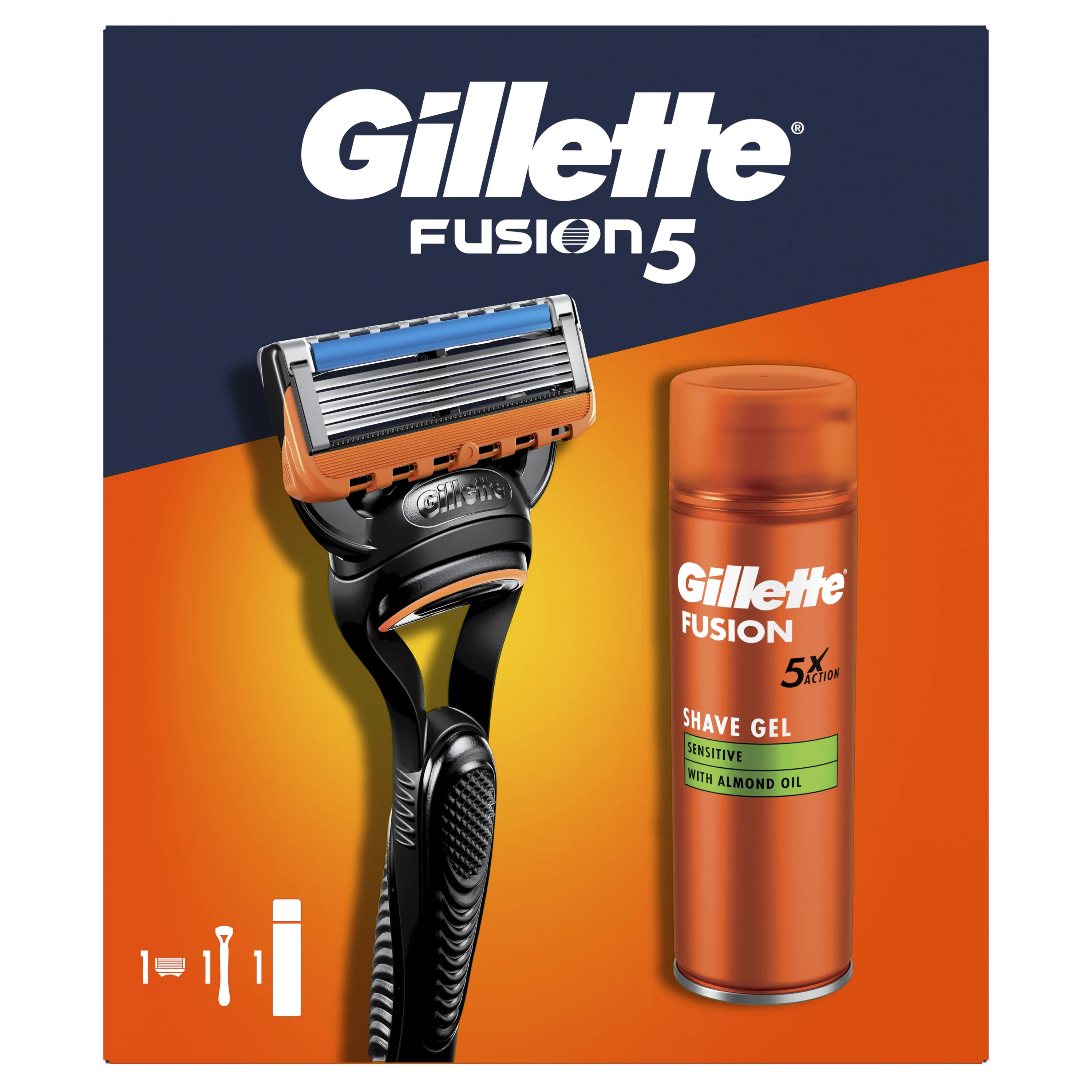 Gillette Fusion5 Xmass Zestaw maszynka do golenia + 1 głowica + żel do golenia, 200 ml