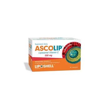 Ascolip Liposomal Vitamin C 500 mg, suplement diety, smak wiśniowy, 30 saszetek. Data ważności 2022-10-31 