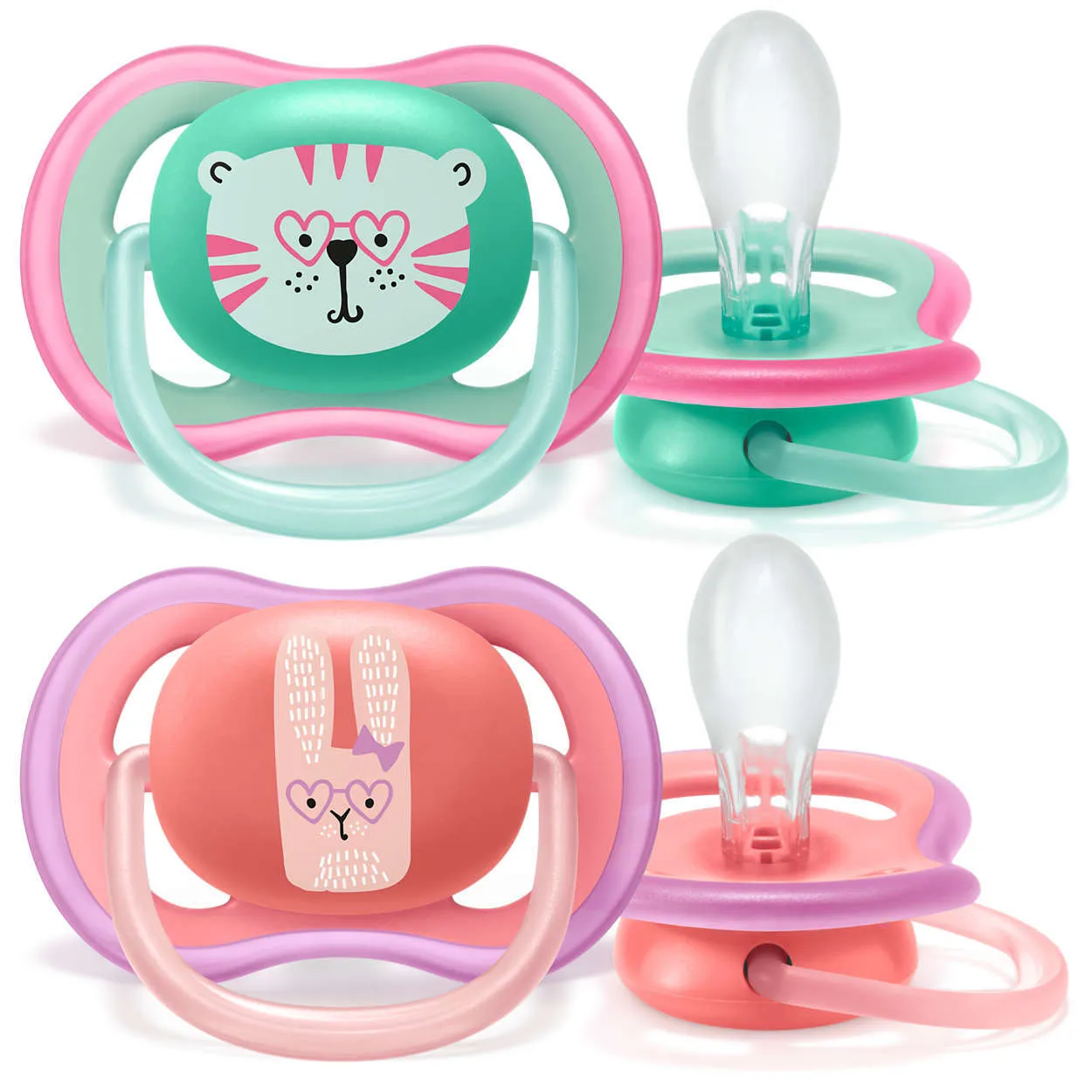 Avent Ultra Air, uspokajający smoczek gryzak Girl Deco 18m+ SCF349/15, 2 sztuki