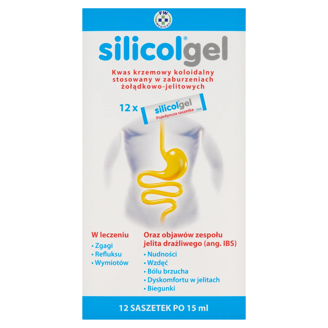 Silicolgel żel doustny, 12 saszetek po 15 ml