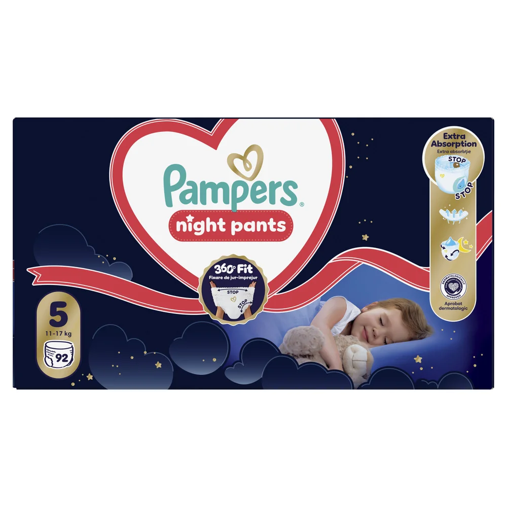 Pampers Night Pants 5 pieluchomajtki, rozmiar 5, 11-17 kg, 92 sztuki